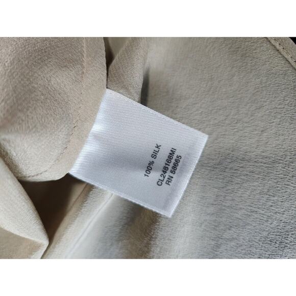 CLASSIQUES ENTIER Tan Scoop Neck Silk Blouse Tank Top Key Hole Back Large - Picture 5 of 7